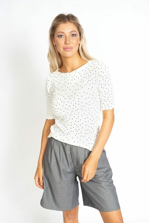 So Sweet Frill Polka Dots Top - Busy Bee Bazaar