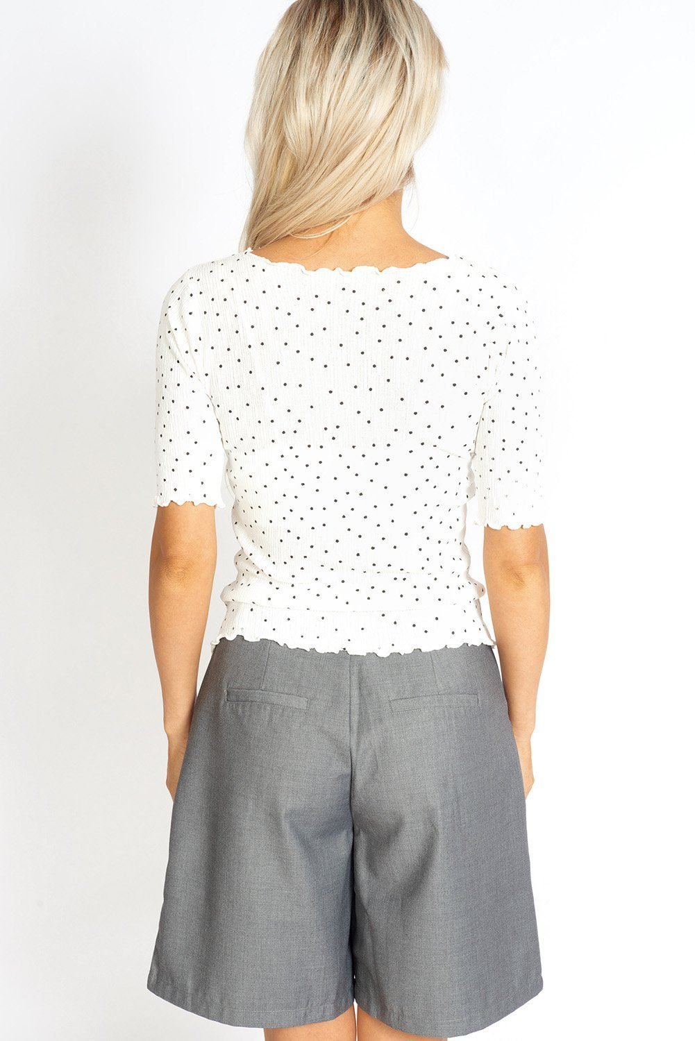 So Sweet Frill Polka Dots Top - Busy Bee Bazaar