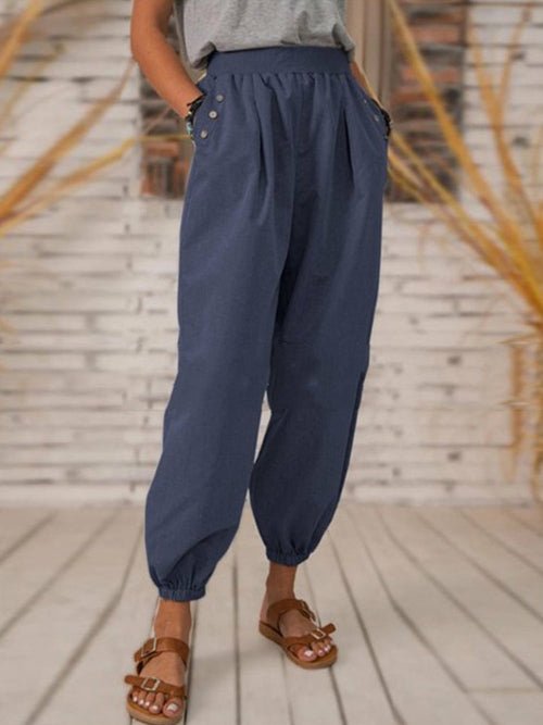 Solid Color Pocket Long Pant - Busy Bee Bazaar