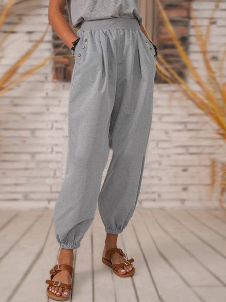 Solid Color Pocket Long Pant - Busy Bee Bazaar