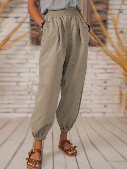 Solid Color Pocket Long Pant - Busy Bee Bazaar