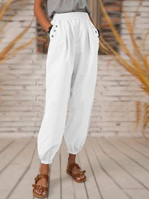 Solid Color Pocket Long Pant - Busy Bee Bazaar
