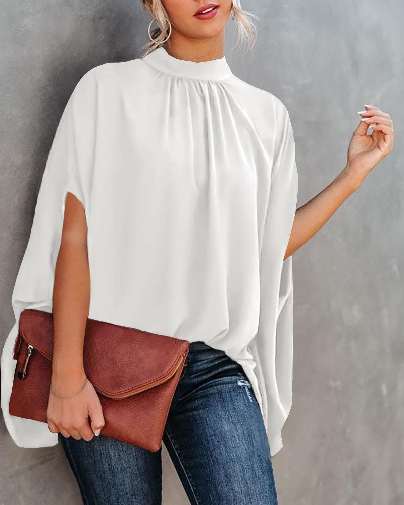 Summer Casual Fashion Print Split Batwing Sleeve Top - Busy Bee Bazaar