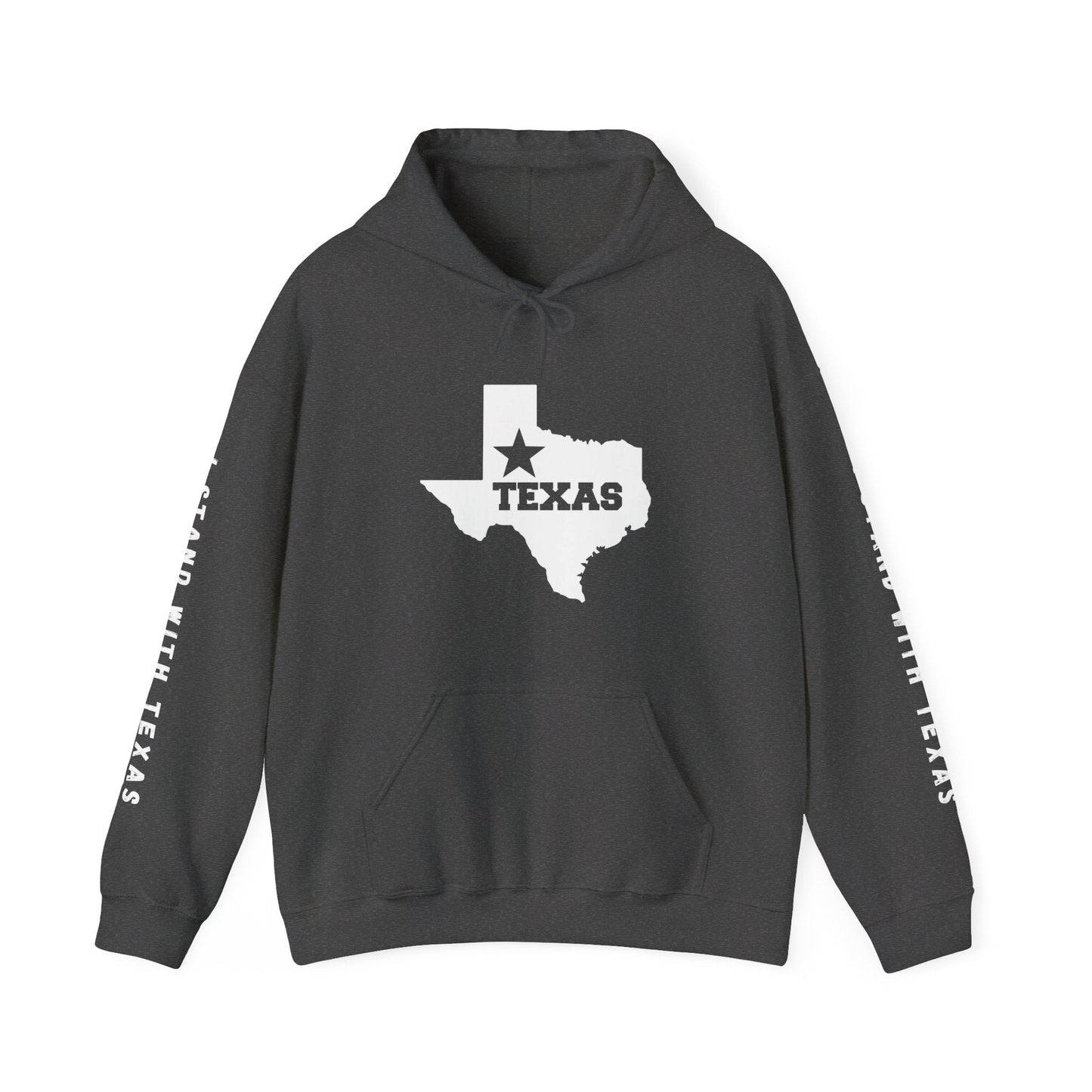 Texas Hoodie with "I Stand With Texas" printed on sleeves, - Busy Bee Bazaar