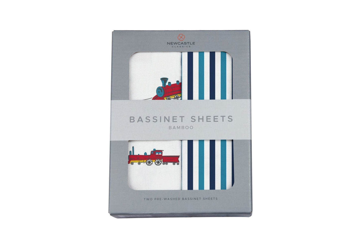 Vintage Steam Trains and Blue and White Stripe Bamboo Changing Pad - Busy Bee Bazaar