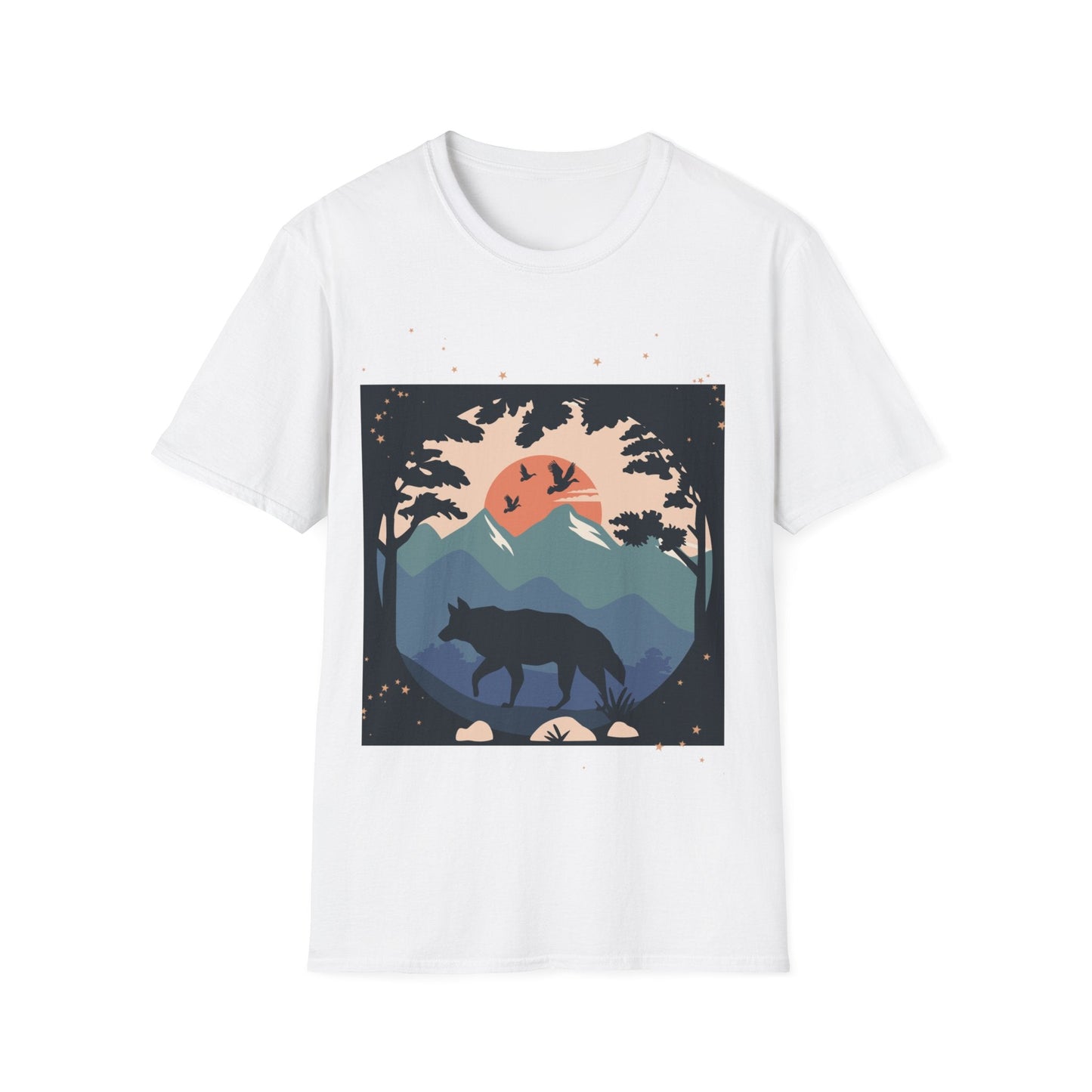 Wolf illustration Unisex Softstyle T-Shirt - Busy Bee Bazaar