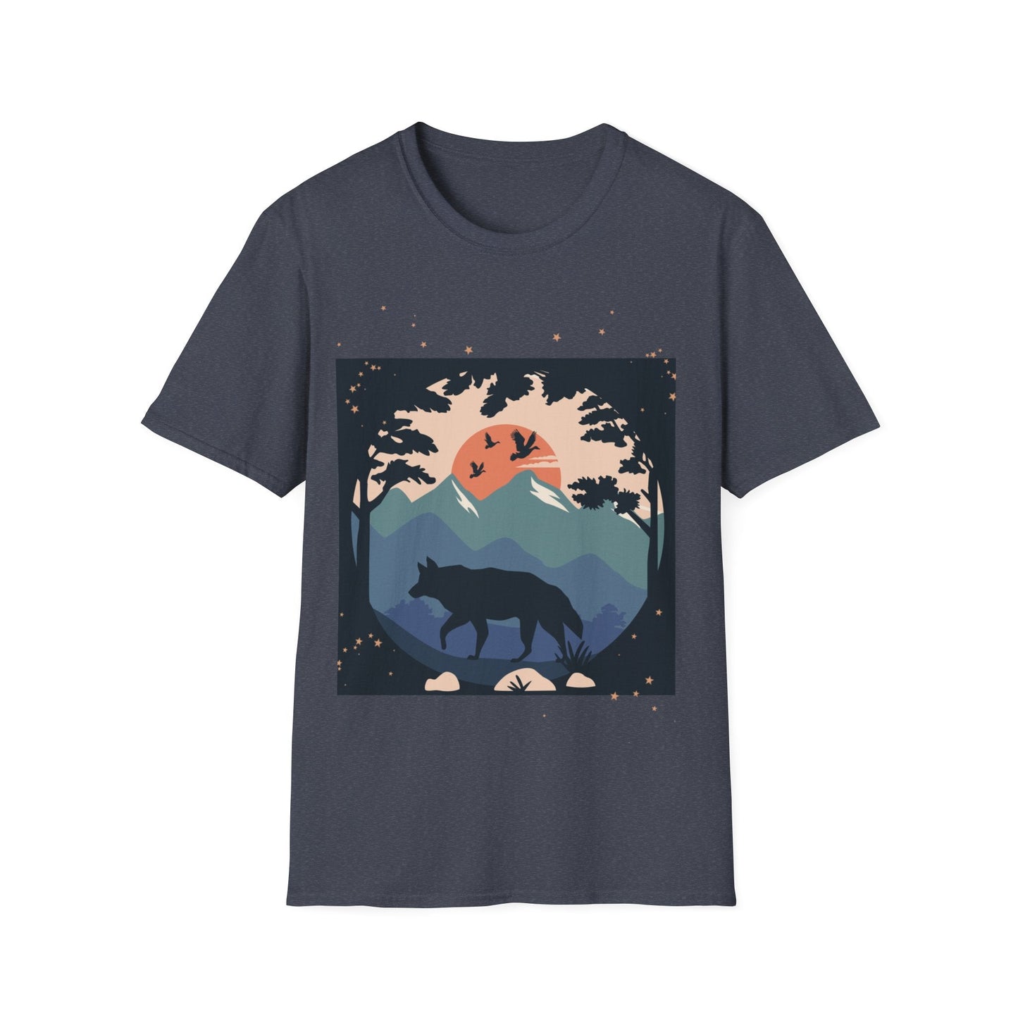 Wolf illustration Unisex Softstyle T-Shirt - Busy Bee Bazaar