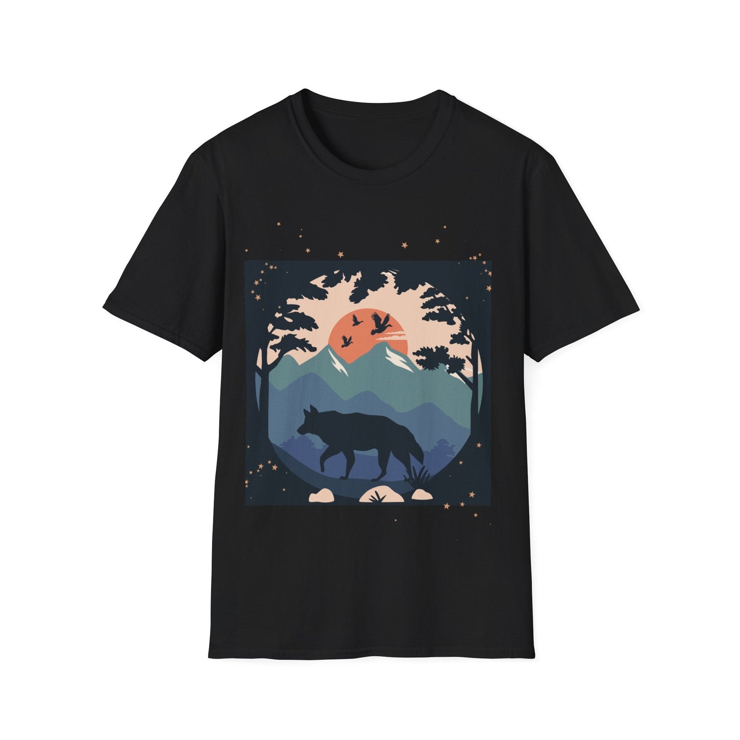 Wolf illustration Unisex Softstyle T-Shirt - Busy Bee Bazaar