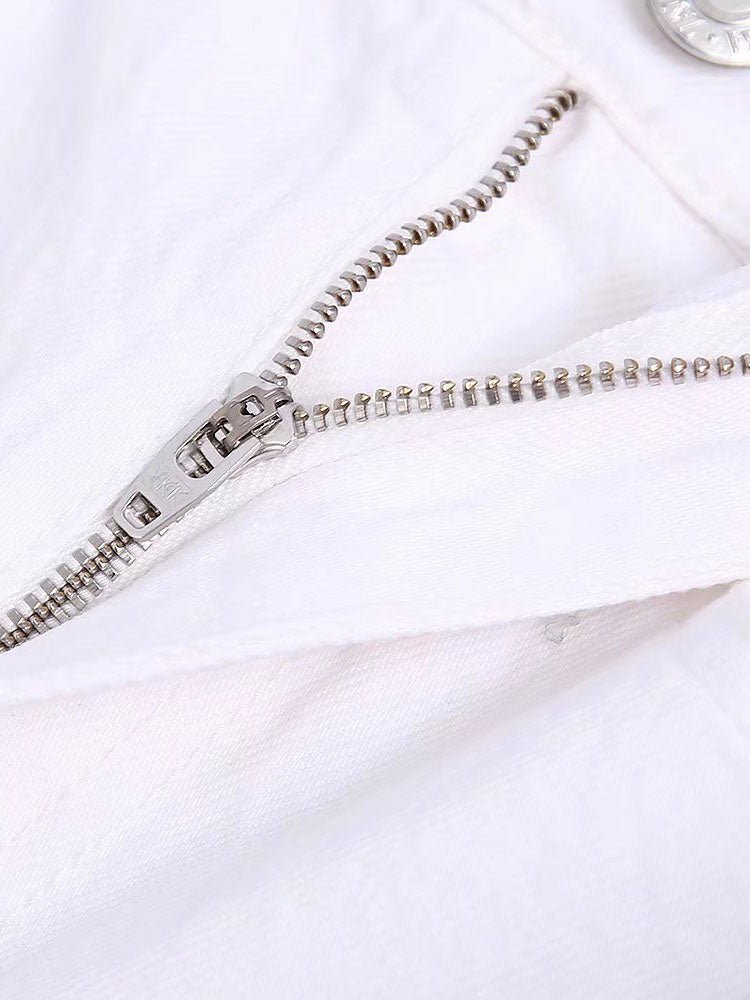 Woman Sexy White Hollow Out Straight Pants - Busy Bee Bazaar