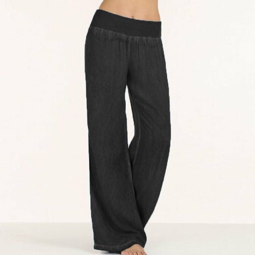 Women Pants Casual Denim Wide Leg Jeans - Busy Bee Bazaar