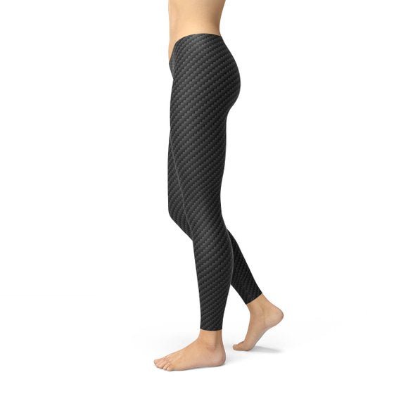 Womens Black Carbon Fiber Leggings - Busy Bee Bazaar