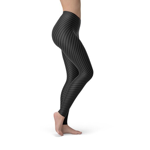 Womens Black Carbon Fiber Leggings - Busy Bee Bazaar