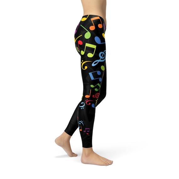 Womens Colorful Music Notes Leggings - Busy Bee Bazaar
