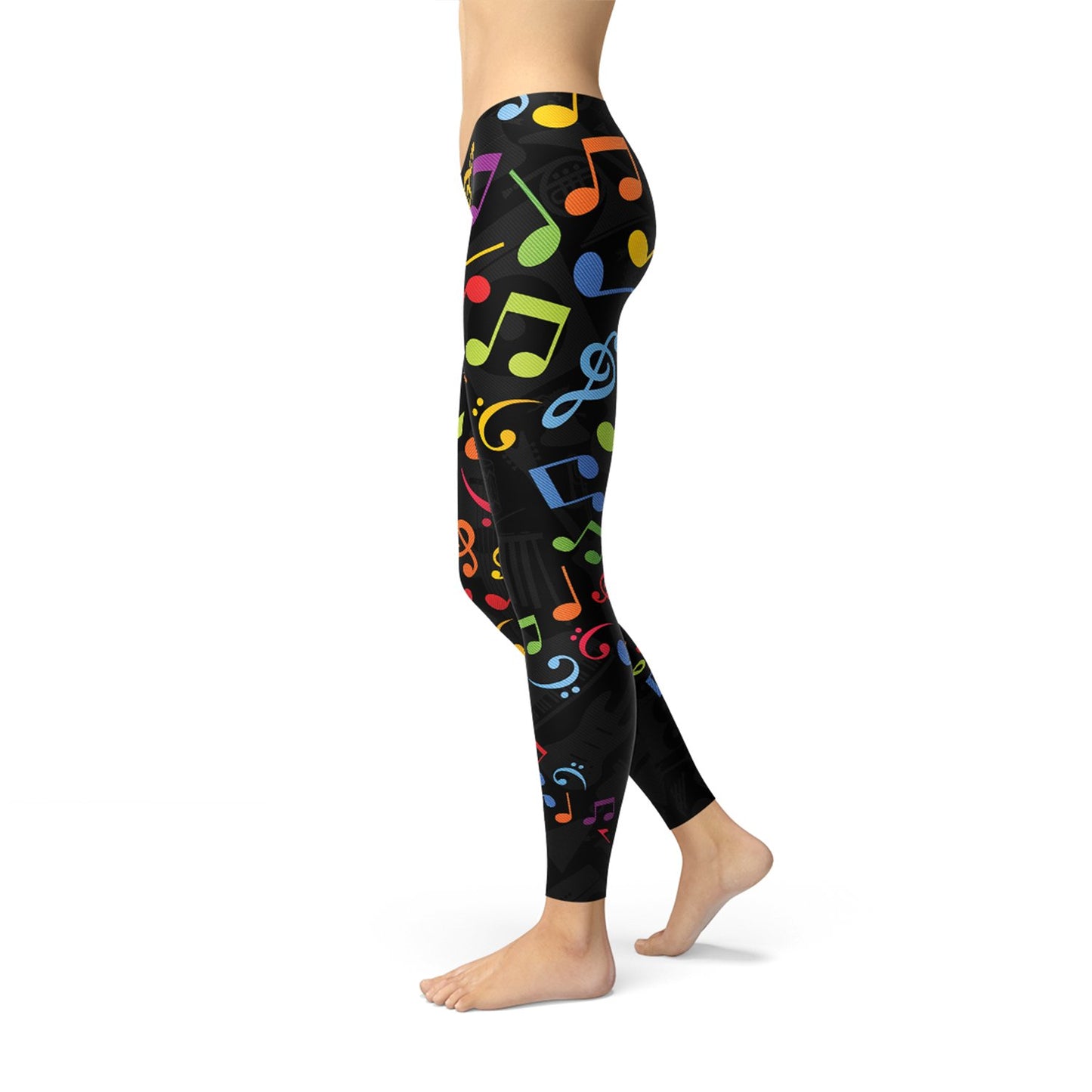 Womens Colorful Music Notes Leggings - Busy Bee Bazaar