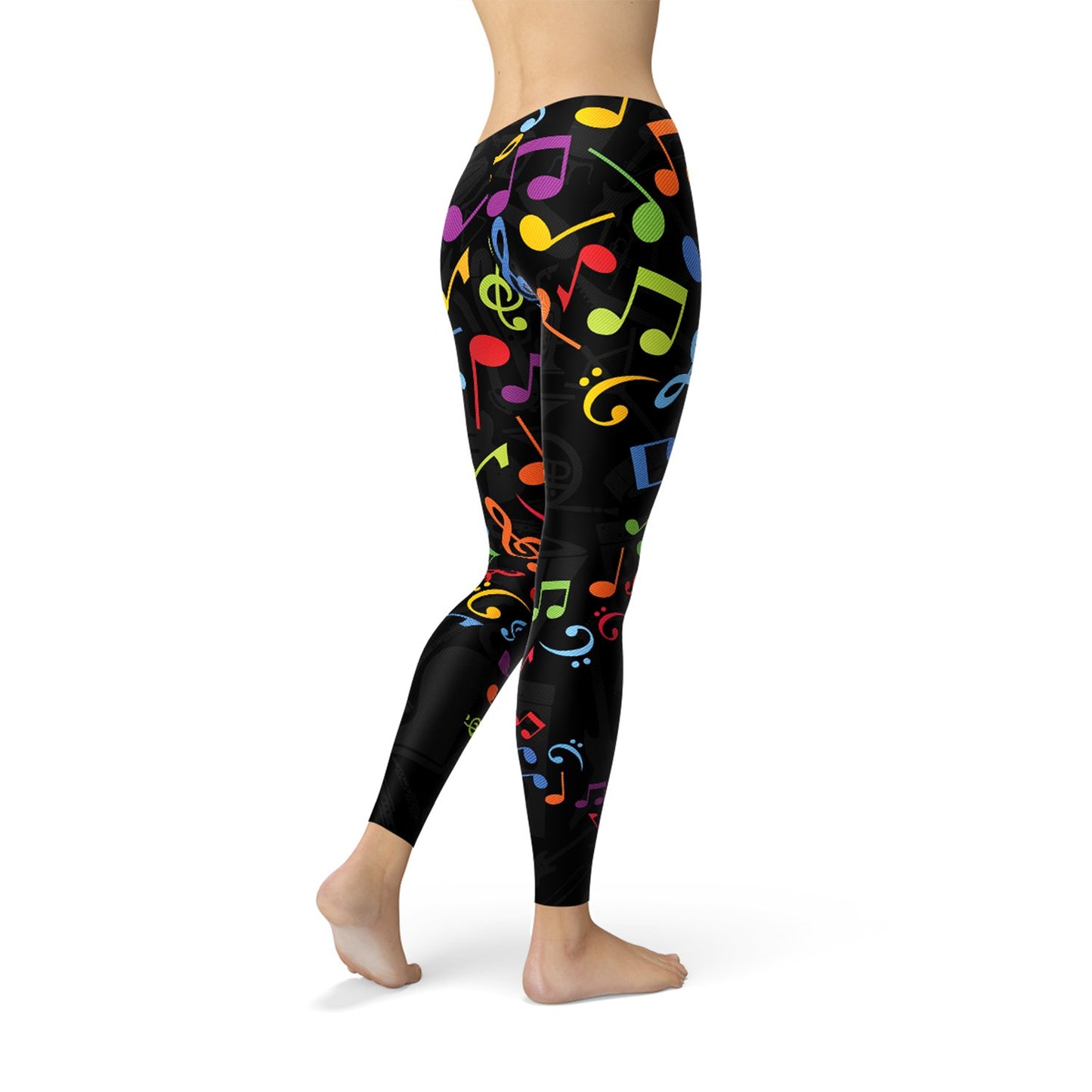 Womens Colorful Music Notes Leggings - Busy Bee Bazaar