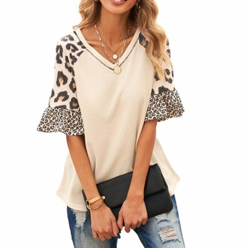 Womens Leopard Print Sleeve Top - Busy Bee Bazaar