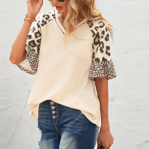 Womens Leopard Print Sleeve Top - Busy Bee Bazaar