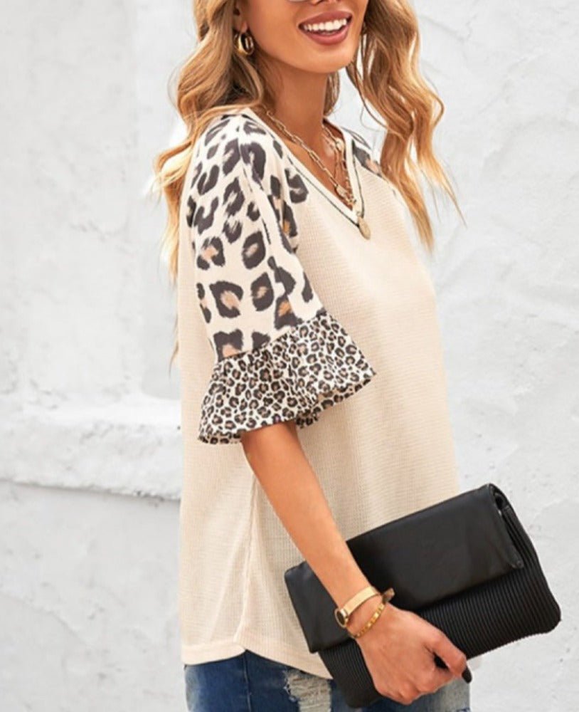 Womens Leopard Print Sleeve Top - Busy Bee Bazaar