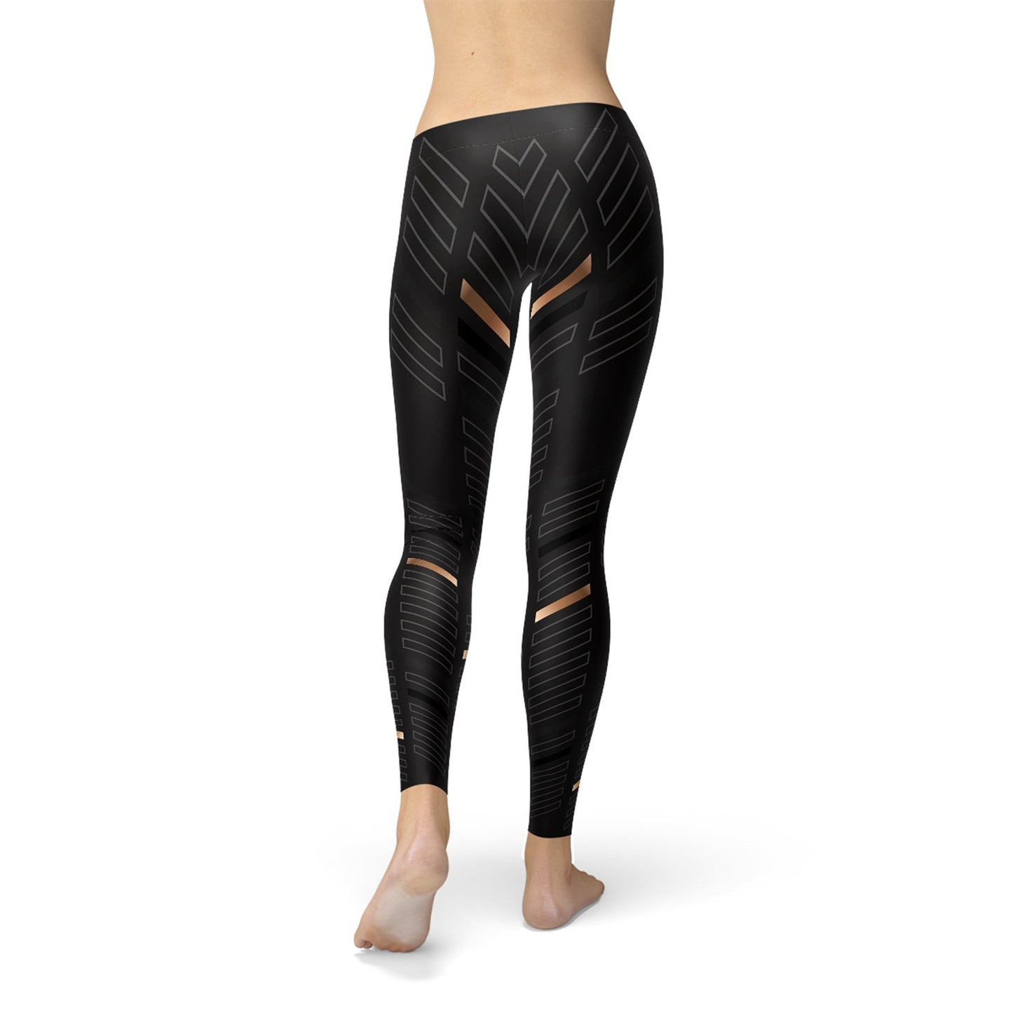 Womens Sports Stripes Black Leggings - Busy Bee Bazaar