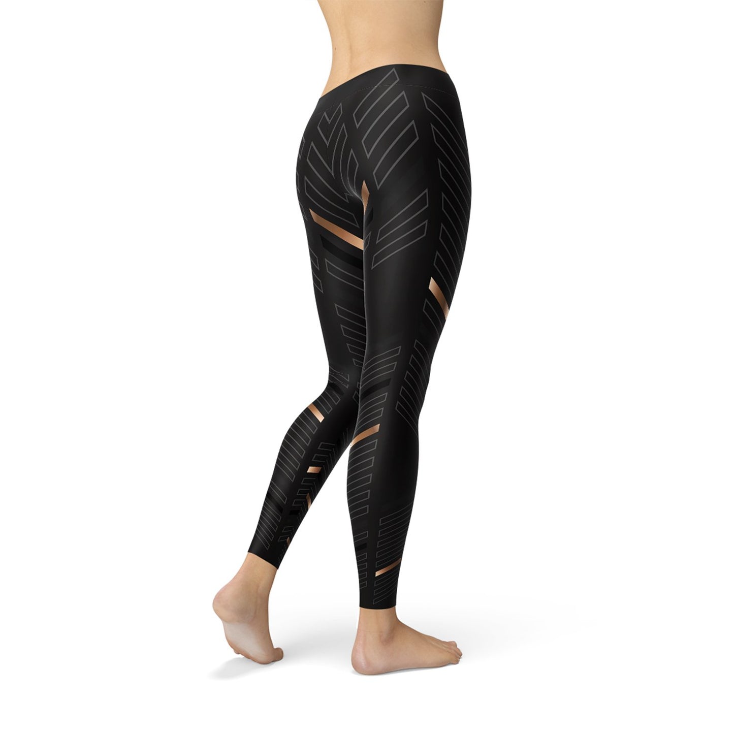 Womens Sports Stripes Black Leggings - Busy Bee Bazaar