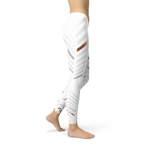 Womens White Stripes Leggings - Busy Bee Bazaar