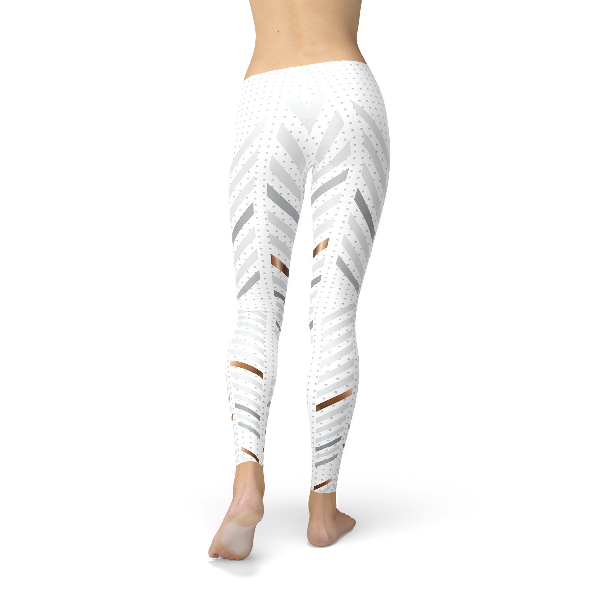 Womens White Stripes Leggings - Busy Bee Bazaar