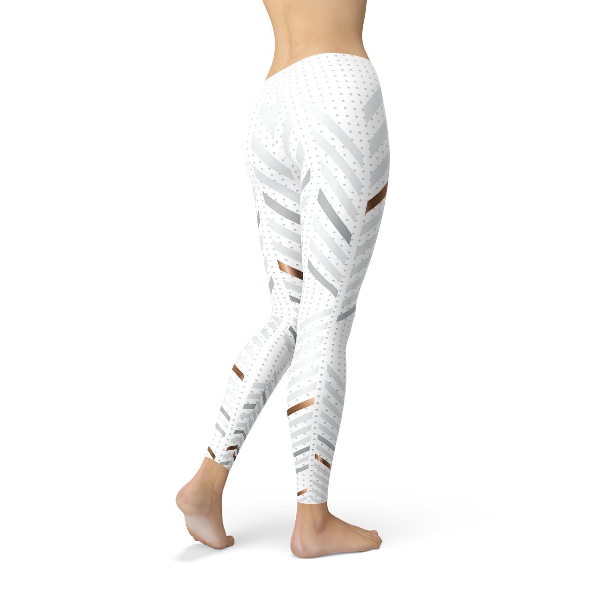 Womens White Stripes Leggings - Busy Bee Bazaar
