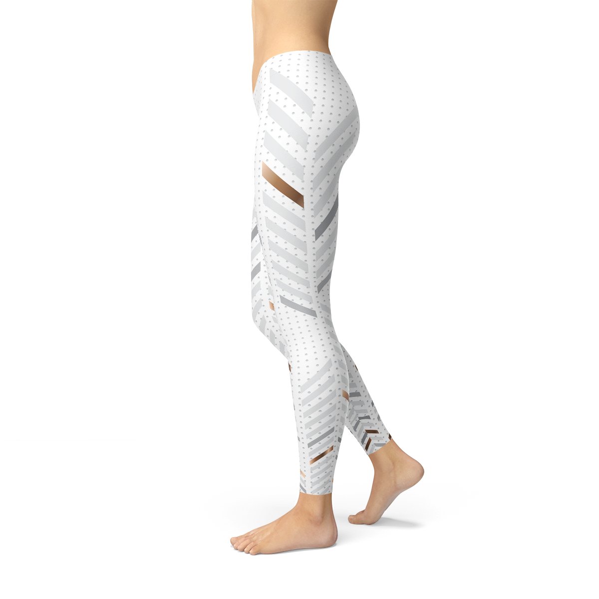 Womens White Stripes Leggings - Busy Bee Bazaar