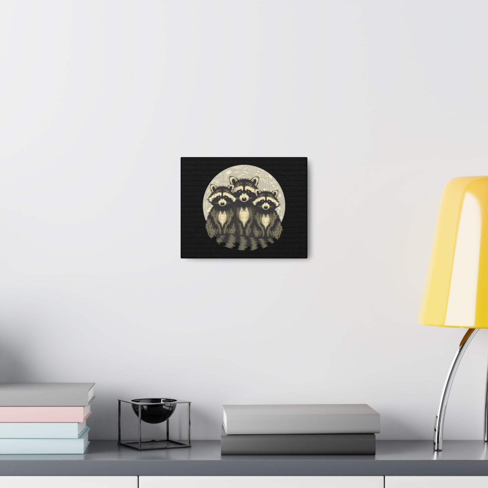 3 Raccoons in the Moonlight Canvas Wall Art - Busy Bee Bazaar