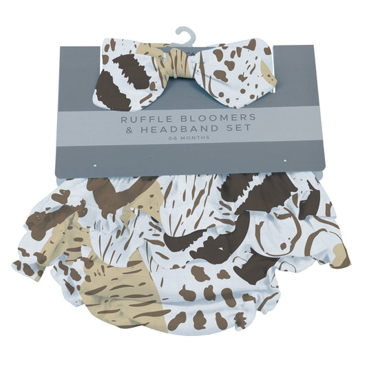 Animal Print Ruffle Bamboo Bloomer Headband Set - Busy Bee Bazaar