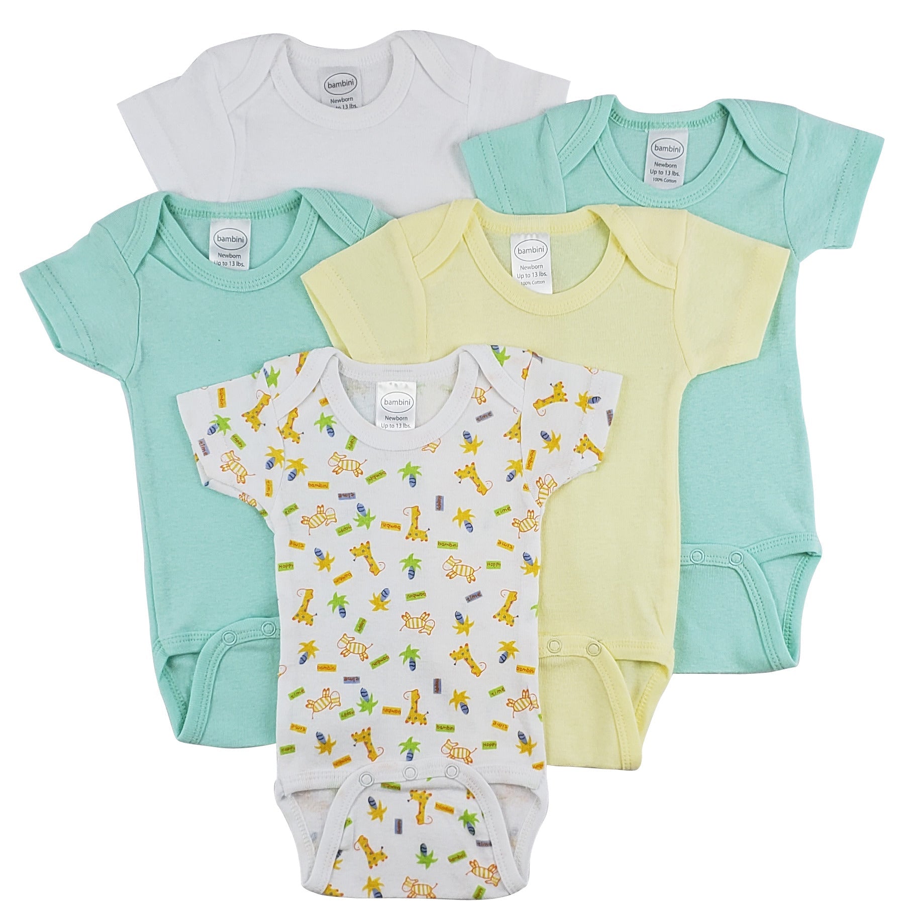Bambini Short Sleeve One Piece 5 Pack - Busy Bee Bazaar
