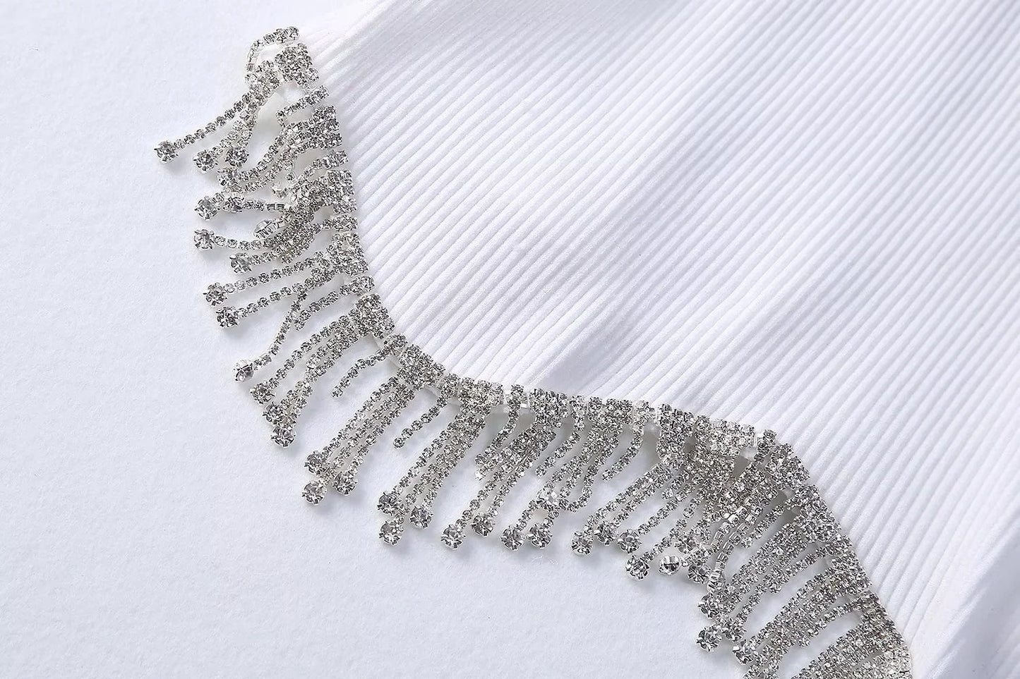 Beading Trimmed Glitter Sexy Party Slim Black White Tank Top - Busy Bee Bazaar