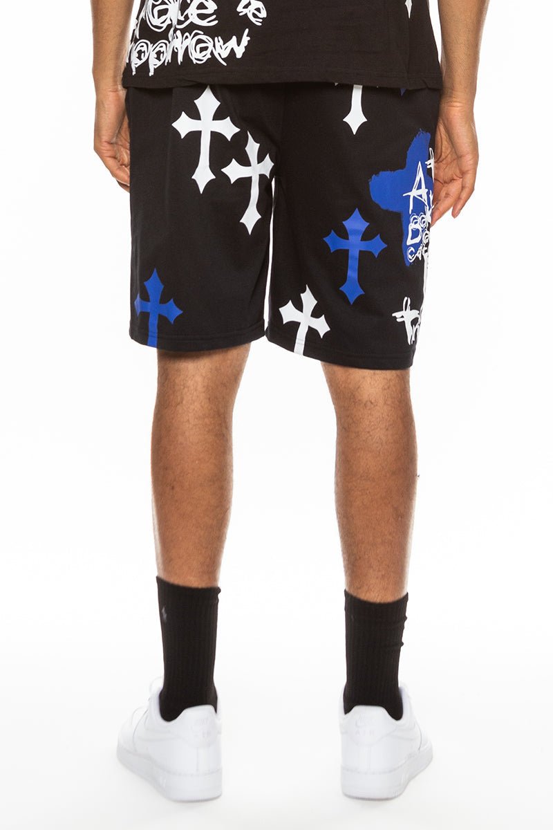 Bejewelled Chrome Skull Shorts - Busy Bee Bazaar