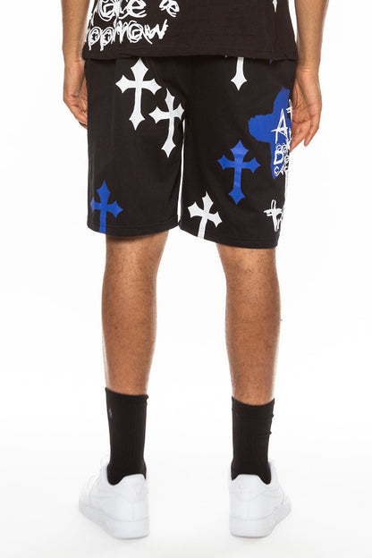 Bejewelled Chrome Skull Shorts - Busy Bee Bazaar