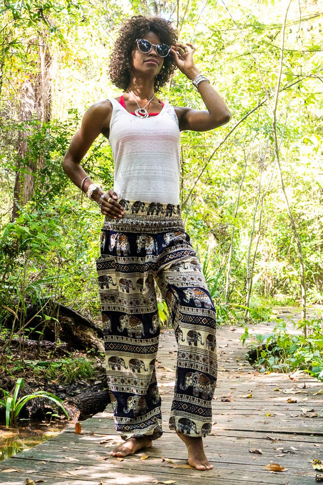 Black ELEPHANT Pants Women Boho Pants Hippie Pants Yoga - Busy Bee Bazaar