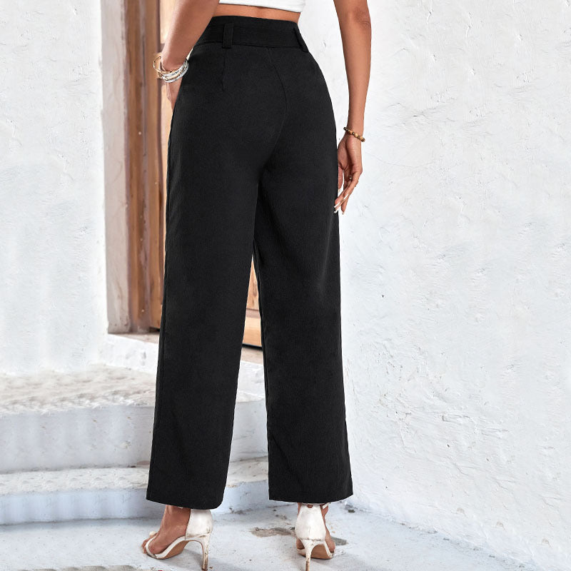 Black High-Waisted Wide-Leg Pants for Women - Busy Bee Bazaar