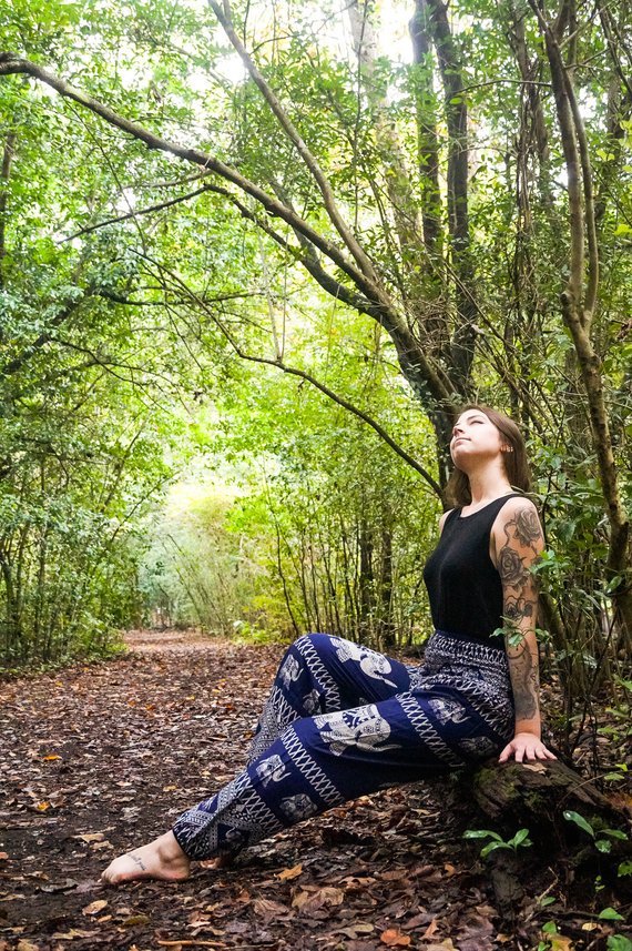 Blue ELEPHANT Pants Women Boho Pants Hippie Pants Yoga - Busy Bee Bazaar