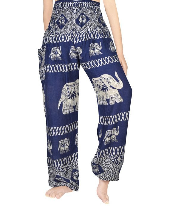 Blue ELEPHANT Pants Women Boho Pants Hippie Pants Yoga - Busy Bee Bazaar