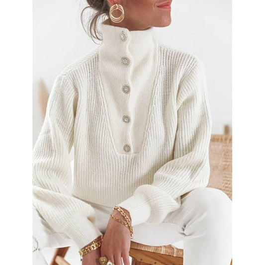 Casual Long Sleeve Button Tops Ladies Warm Pullover Tops - Busy Bee Bazaar