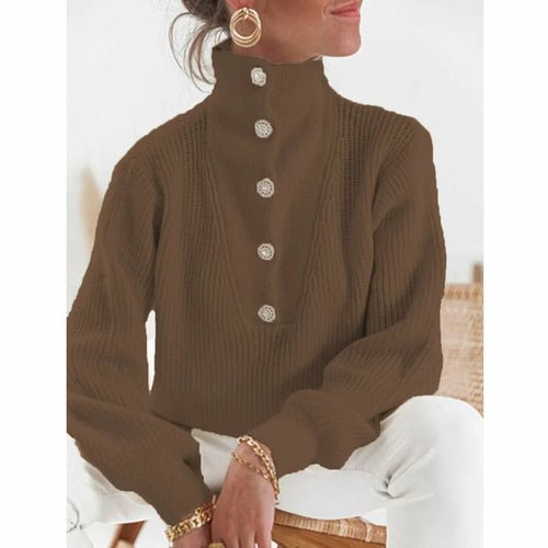 Casual Long Sleeve Button Tops Ladies Warm Pullover Tops - Busy Bee Bazaar