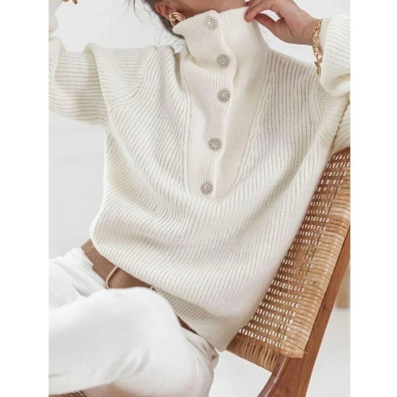Casual Long Sleeve Button Tops Ladies Warm Pullover Tops - Busy Bee Bazaar