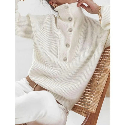 Casual Long Sleeve Button Tops Ladies Warm Pullover Tops - Busy Bee Bazaar