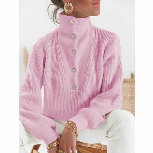 Casual Long Sleeve Button Tops Ladies Warm Pullover Tops - Busy Bee Bazaar
