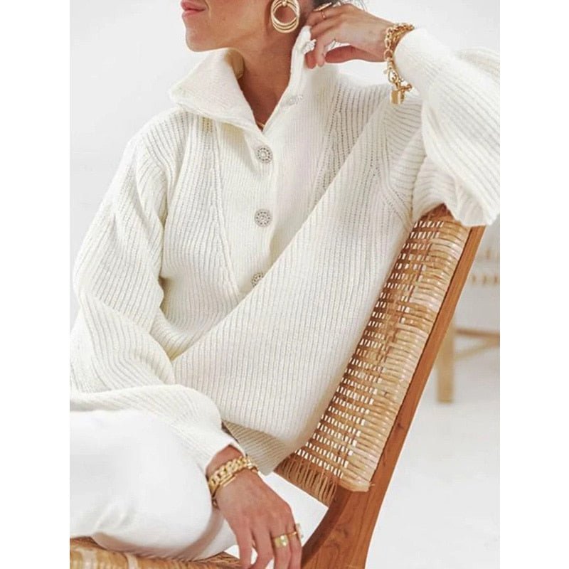 Casual Long Sleeve Button Tops Ladies Warm Pullover Tops - Busy Bee Bazaar