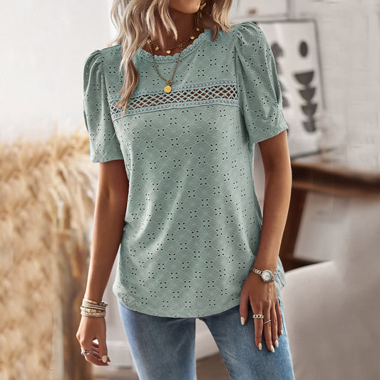 Casual Round patchwork T-Shirt - Busy Bee Bazaar