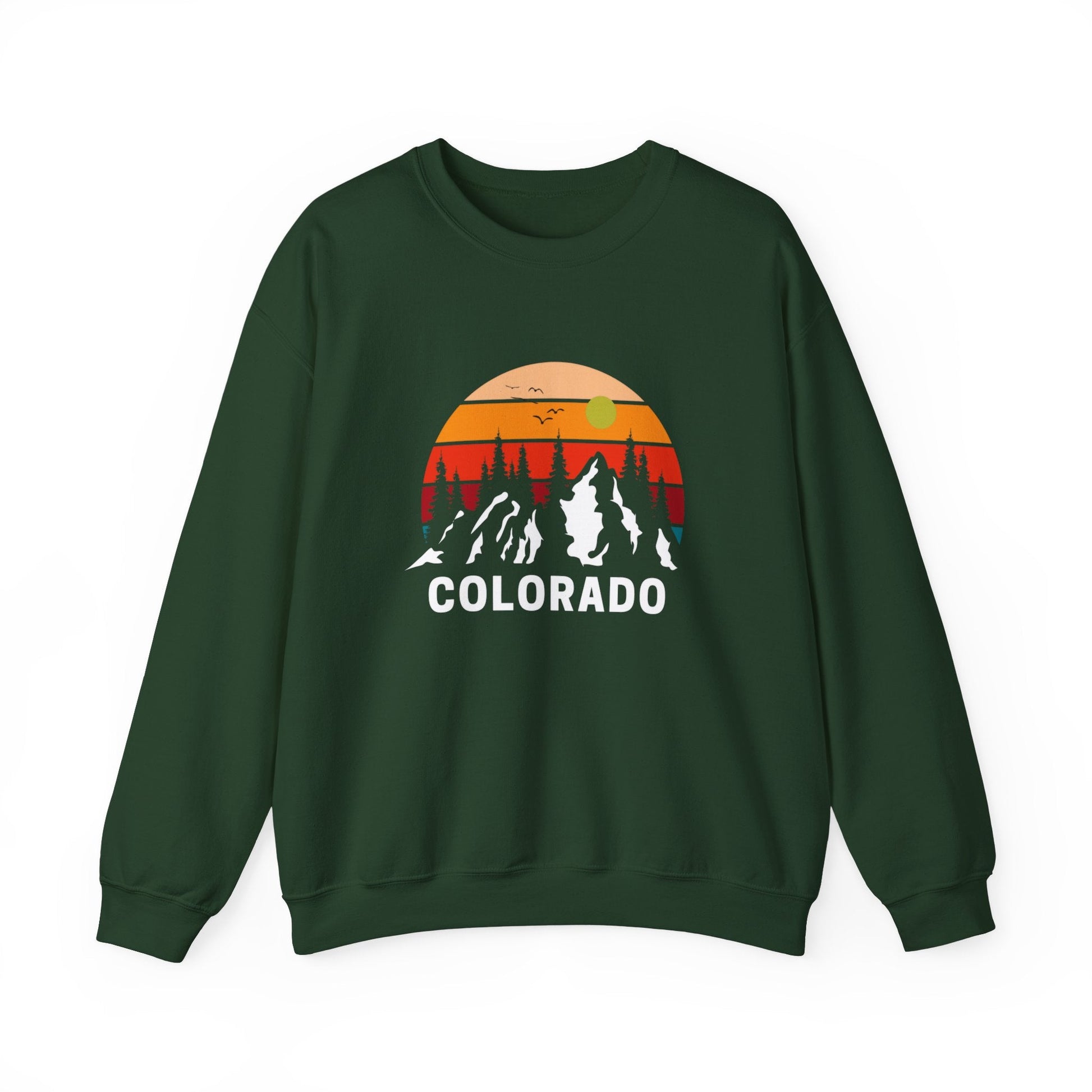 Colorado Retro Sunset Hoodie Rocky Mountains Hoodie Hiking Sweatshirt Forest Mountain Sweatshirt Outdoor Shirt Travel Shirt Vacation Shirt - Busy Bee Bazaar