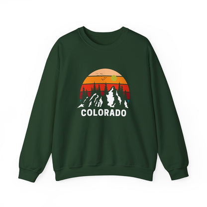 Colorado Retro Sunset Hoodie Rocky Mountains Hoodie Hiking Sweatshirt Forest Mountain Sweatshirt Outdoor Shirt Travel Shirt Vacation Shirt - Busy Bee Bazaar