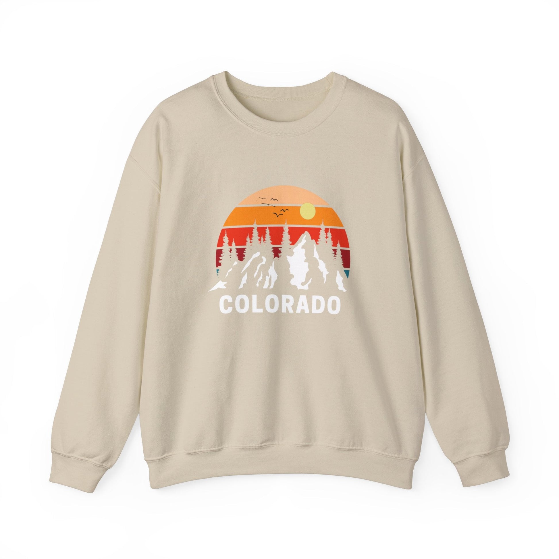 Colorado Retro Sunset Hoodie Rocky Mountains Hoodie Hiking Sweatshirt Forest Mountain Sweatshirt Outdoor Shirt Travel Shirt Vacation Shirt - Busy Bee Bazaar