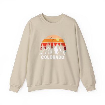 Colorado Retro Sunset Hoodie Rocky Mountains Hoodie Hiking Sweatshirt Forest Mountain Sweatshirt Outdoor Shirt Travel Shirt Vacation Shirt - Busy Bee Bazaar