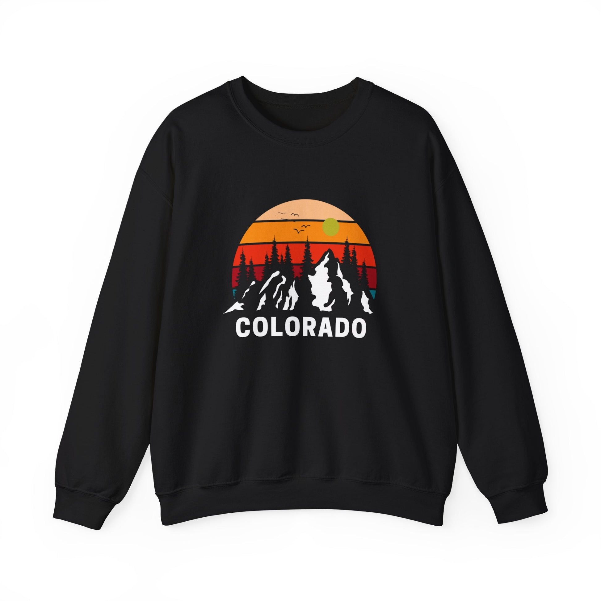 Colorado Retro Sunset Hoodie Rocky Mountains Hoodie Hiking Sweatshirt Forest Mountain Sweatshirt Outdoor Shirt Travel Shirt Vacation Shirt - Busy Bee Bazaar